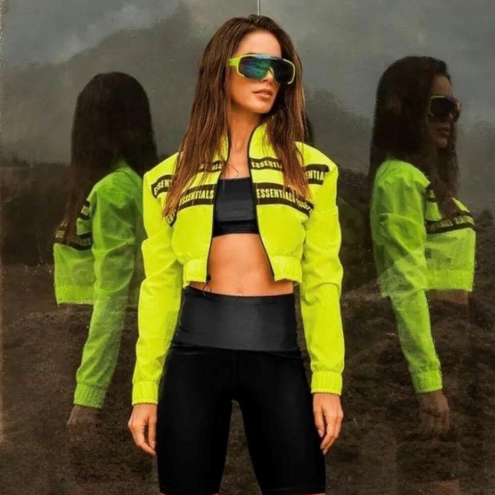 New Women's Neon Green Light Weight Sports Jacket - Size Small